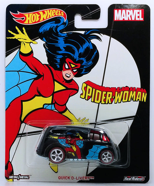 Hot Wheels 2017 - Pop Culture / Marvel Comics - Quick D-Livery - Black / Spider-Woman - Metal/Metal & Real Riders