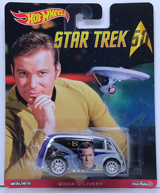 Hot Wheels 2016 - Pop Culture / Star Trek - Quick D-livery - Silver / Captain Kirk - Metal/Metal & Real Riders