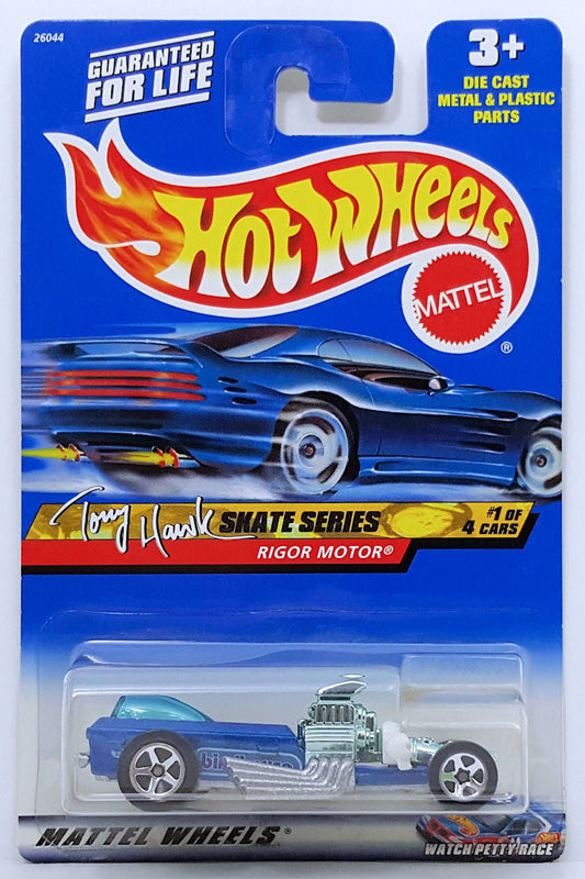 Hot Wheels 2000 - Collector # 041/250 - Tony Hawk Skate Series 1/4 - Rigor Motor - Blue - Painted Base