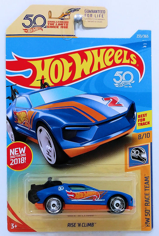 Hot Wheels 2018 - Collectors # 233/365 - HW 50th Race Team 8/10 - Rise 'N Climb - Blue - 50th Card