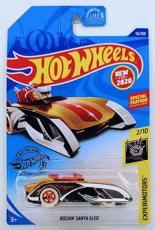 Hot Wheels 2020 - Collector # 053/250 - Experimotors 2/10 - Rockin' Santa Sled - Chrome & Gold - USA Card