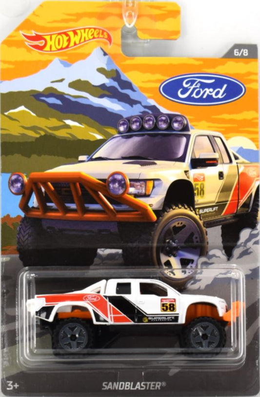 Hot Wheels 2018 - Theme / Ford Pickup Trucks 6/8 - Sandblaster - White / #58 - Walmart Exclusive