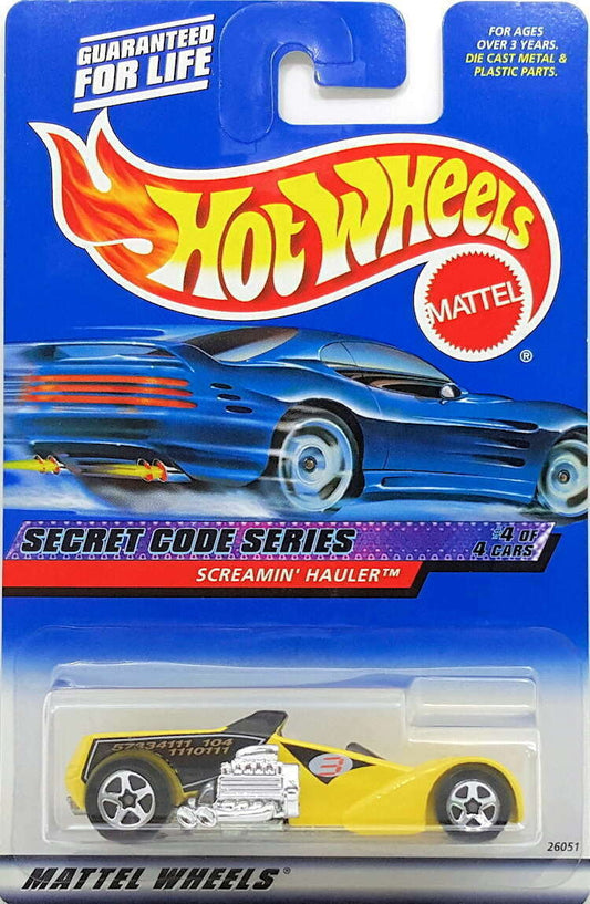 Hot Wheels 2000 - Collector # 048/250 - Secret Code Series 4/4 - Screamin' Hauler - Yellow - Painted Base