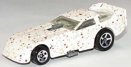 Hot Wheels 1996 - Collector # 409 - Splatter Paint Series 2/4 - Side-Splitter (Funny Car) - White - USA Blue & White Card