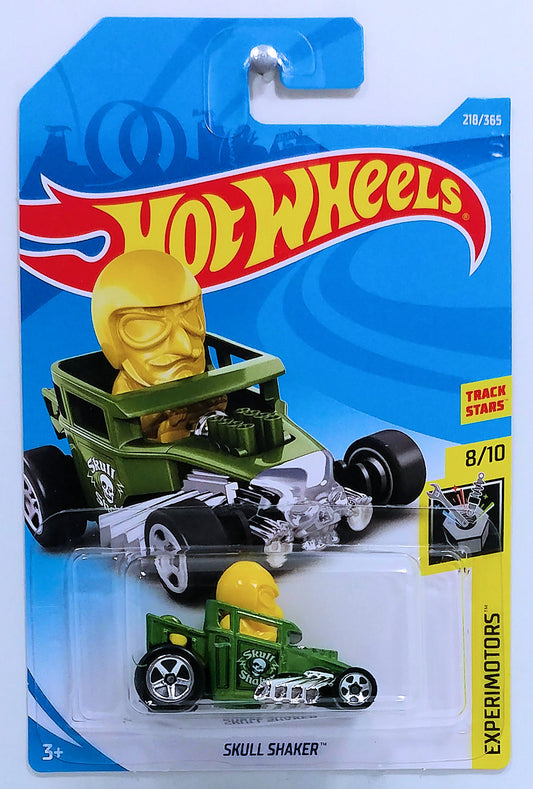 Hot Wheels 2018 - Collector # 218/365 - Experimotors 8/10 - Skull Shaker - Green - International Card