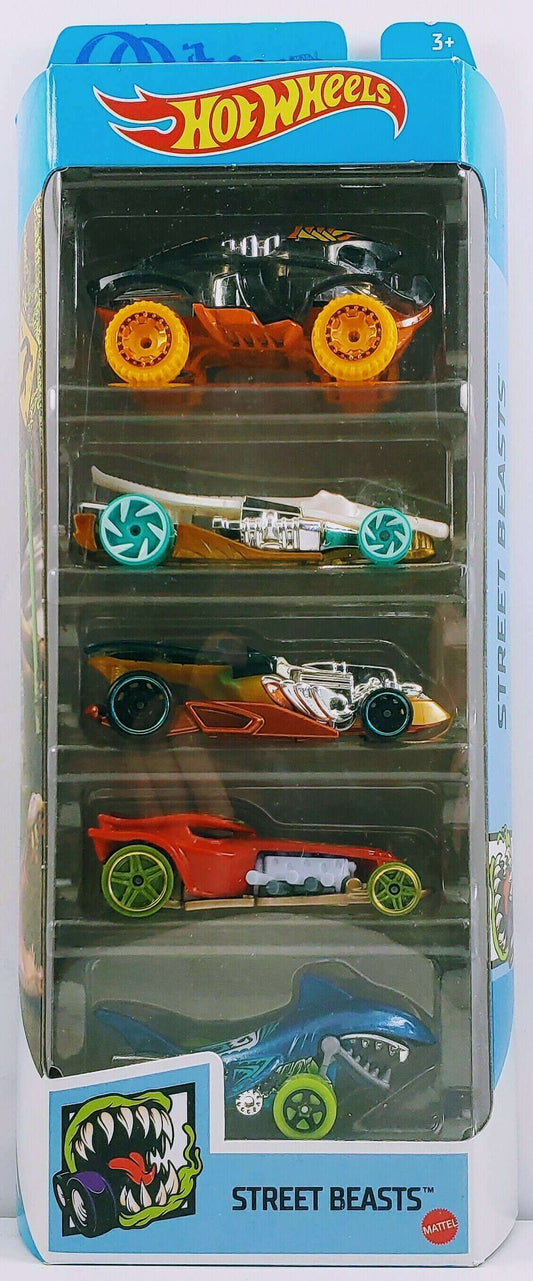 Hot Wheels 2021 - Gift Pack / 5-Pack - Street Beasts - Beat All, Croc Rod, Draggin' Tail, Ratical Racer and Shark Bit