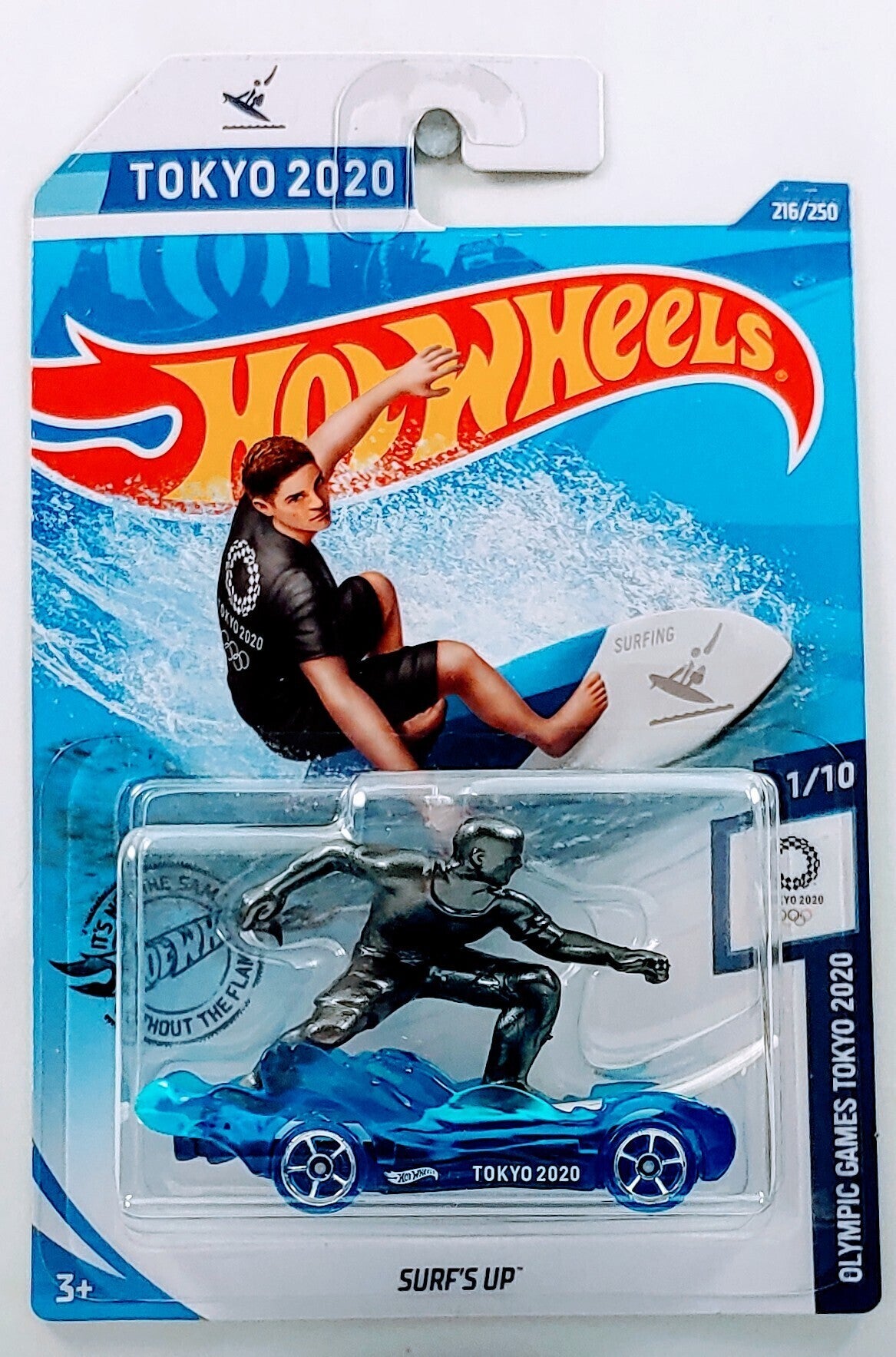 Hot Wheels 2020 - Collector # 216/250 - Olympic Games Tokyo 2020 1/10 - New Models - Surf's Up - Blue & White - IC