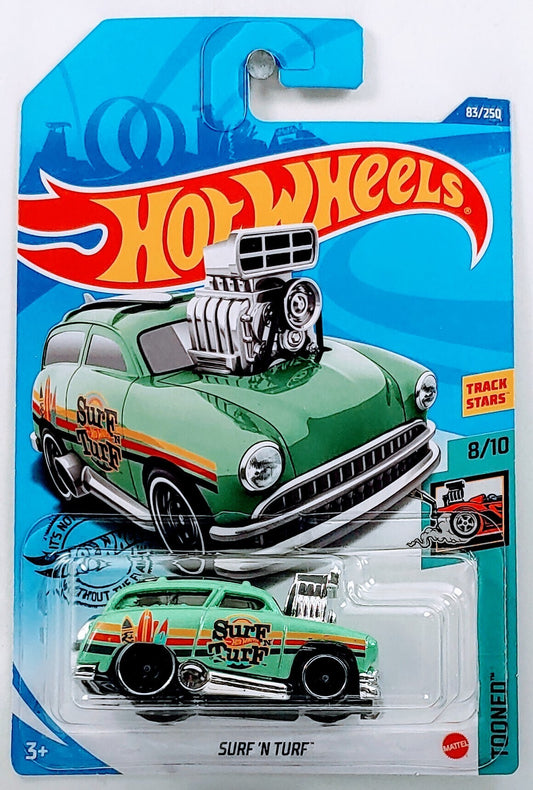 Hot Wheels 2020 - Collector # 083/250 - Tooned 8/10 - Surf 'N Turf - Pale Green - International Long Card