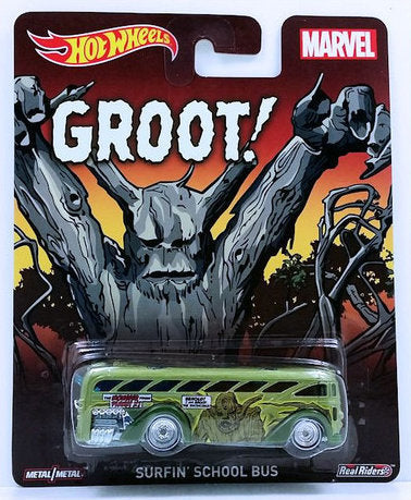Hot Wheels 2015 - Pop Culture / Marvel / GROOT! - Surfin' School Bus - Green - Metal/Metal & Real Riders