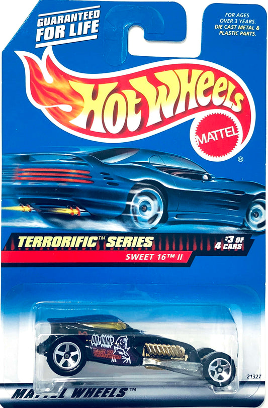 Hot Wheels 1999 - Collector # 979 - Terrorific Series 3/4 - Sweet 16 II - Black - Unpainted Base - Malaysia