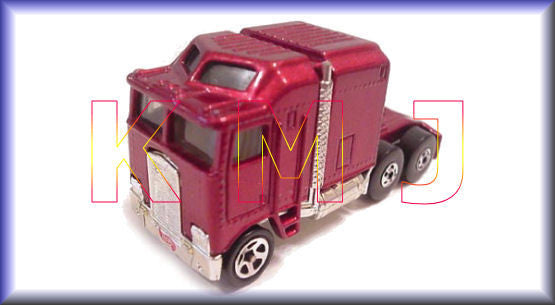 Hot Wheels 1996 - Collector # 483 - Thunder Roller (Semi Tractor) - Metalflake Maroon - BWs Rear & 5 Spokes Front - China - USA Blue & White Card
