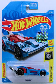 Hot Wheels 2018 - Collector # 024/365 - Experimotors 3/10 - Tooligan - Blue - USA 50th Card with Factory Set Sticker