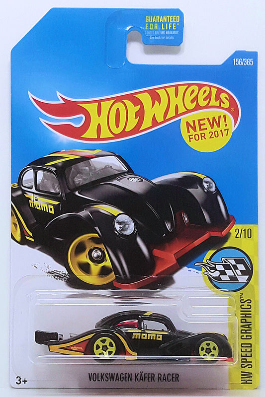 Hot Wheels 2017 - Collector # 156/365 - HW Speed Graphics 2/10 - New Models - Volkswagen Käfer Racer - Black / MOMO - USA