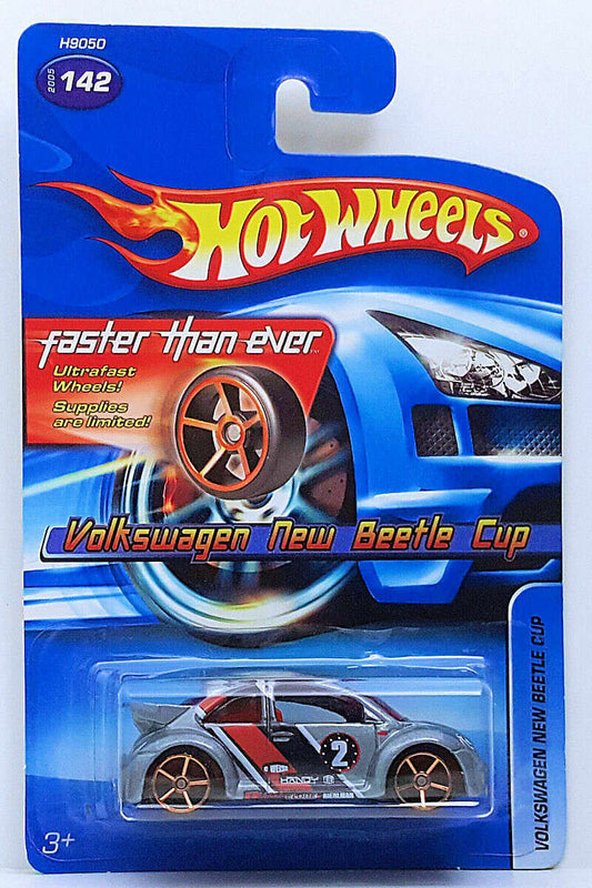 Hot Wheels 2005 - Collector # 142/183 - Volkswagen New Beetle Cup - Gray - Faster Than Ever Wheels