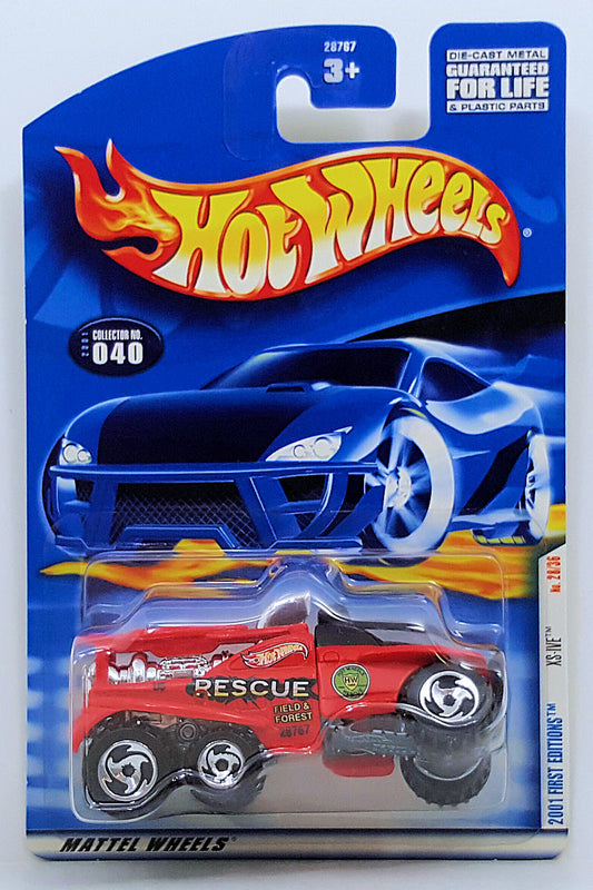 Hot Wheels 2001 - Collector # 040/240 - First Editions 28/36 - XS-IVE (Off-Road Fire Truck) - Red - USA Card