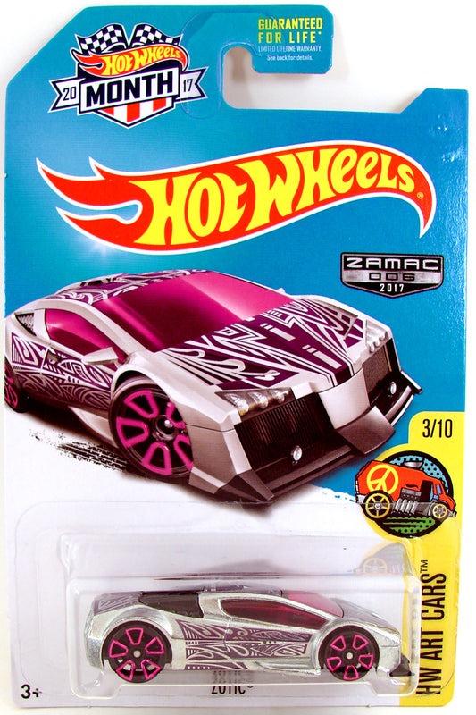 Hot Wheels 2017 - ZAMAC 006 - HW Art Cars 3/10 - Zotic - ZAMAC - Walmart Exclusive - USA 'Month' Card