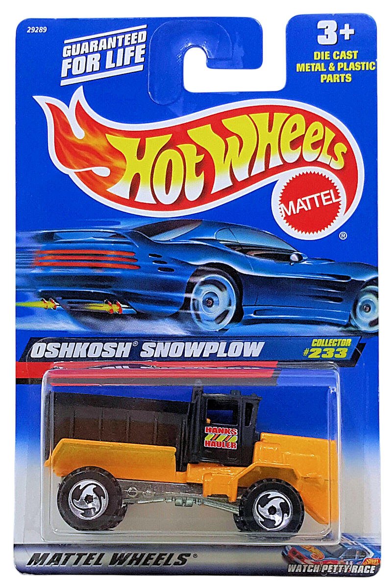 Hot Wheels 2000 - Collector # 233 - Oshkosh Snowplow - Dark Yellow - Metal Base - USA 'Square' Card