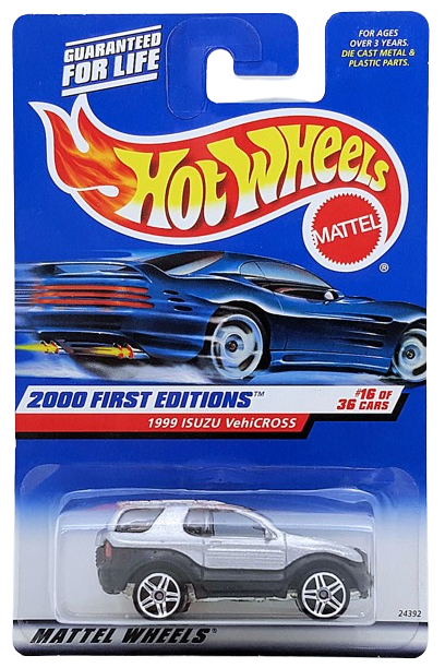 Hot Wheels 2000 - Collector # 076/250 - First Editions 16/36 - 1999 Isuzu VehiCross - Metallic Silver - PR5s - USA 'Square' Card