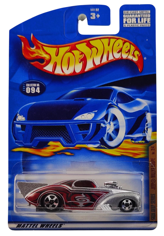 Hot Wheels 2001 - Collector # 094/240 - Skin Deep Series 2/4 - Jeep Willys Coupe ('41 Willys, Pro Mod Drag Car) - Silver Metalflake - 5 Spokes - USA Card