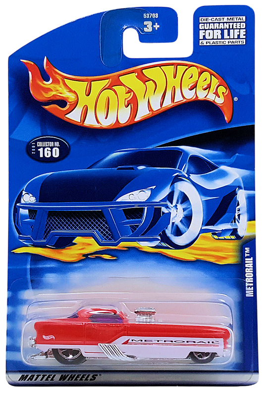 Hot Wheels 2001 - Collector # 160/240 - Metrorail (Drag Racing) - Red & White - USA Card