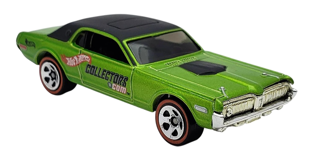 Hot Wheels 2002 - Collector # 029/240 - First Editions 17/42 - 'Apology Version' - '68 Cougar - Metalflake Green / Matte Black Roof / HotWheelsCollectors.com - 5 Spokes on Redlines - USA Card - Limited to 5,040