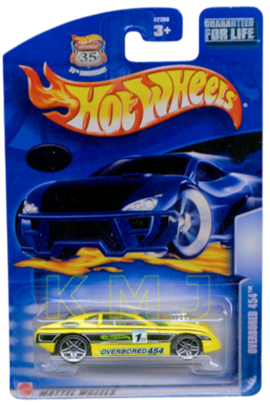 Hot Wheels 2003 - Blue Book Exclusive Promo - Overbored 454 - Yellow - NO Collector # - USA 35th Anniversary Card