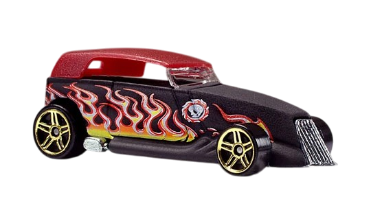 Hot Wheels 2005 - Collector # 134/183 - Phaeton - Matte Black / Flames / Red Removable Roof - Gold PR5 Wheels - USA '05 Card