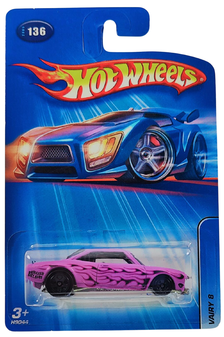 Hot Wheels 2005 - Collector # 136/183 - Vairy 8 (Corvair) - Matte Violet - Black 5 Spoke - USA '05 Card