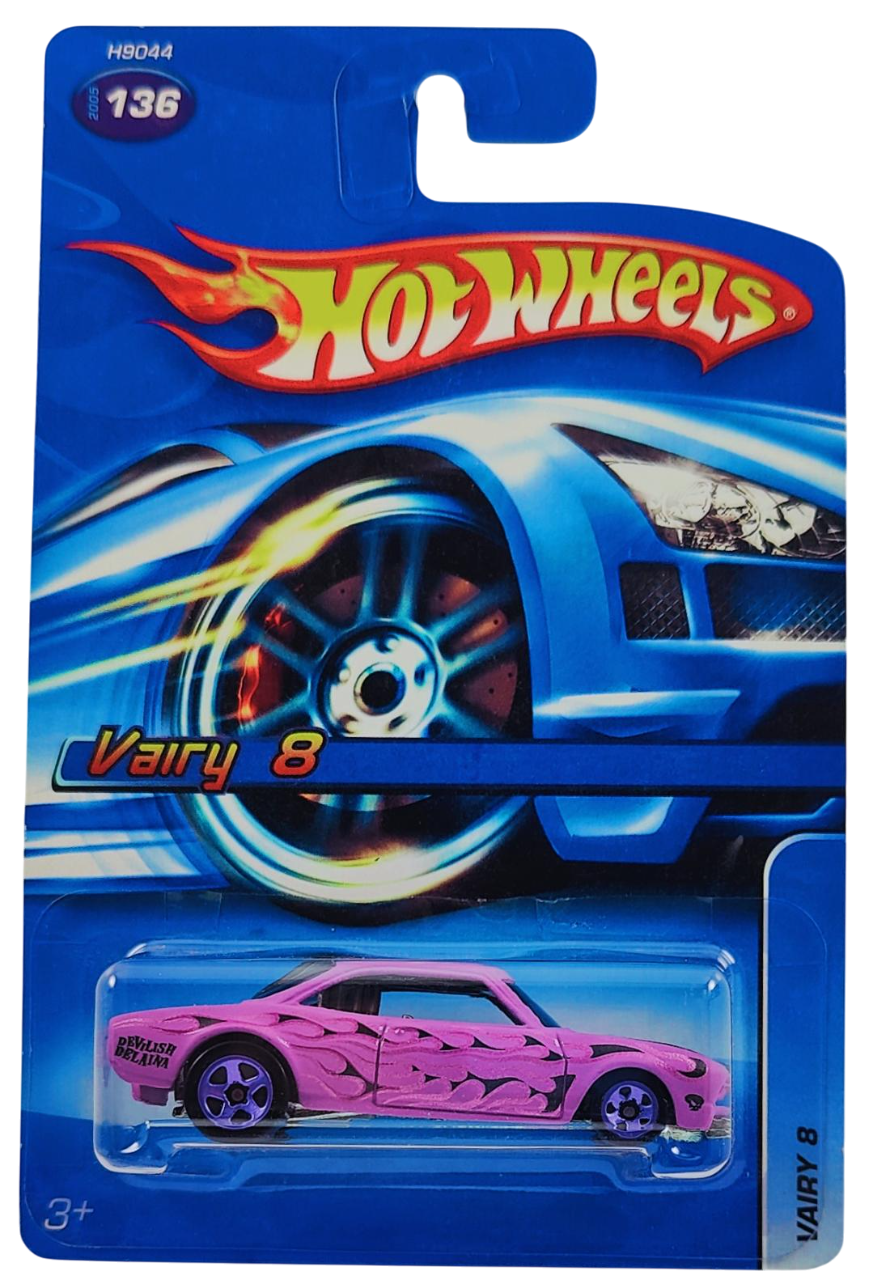 Hot Wheels 2005 - Collector # 136/183 - Vairy 8 (Corvair) - Matte Violet - Dark Purple Chrome 5 Spoke - USA '06 Card