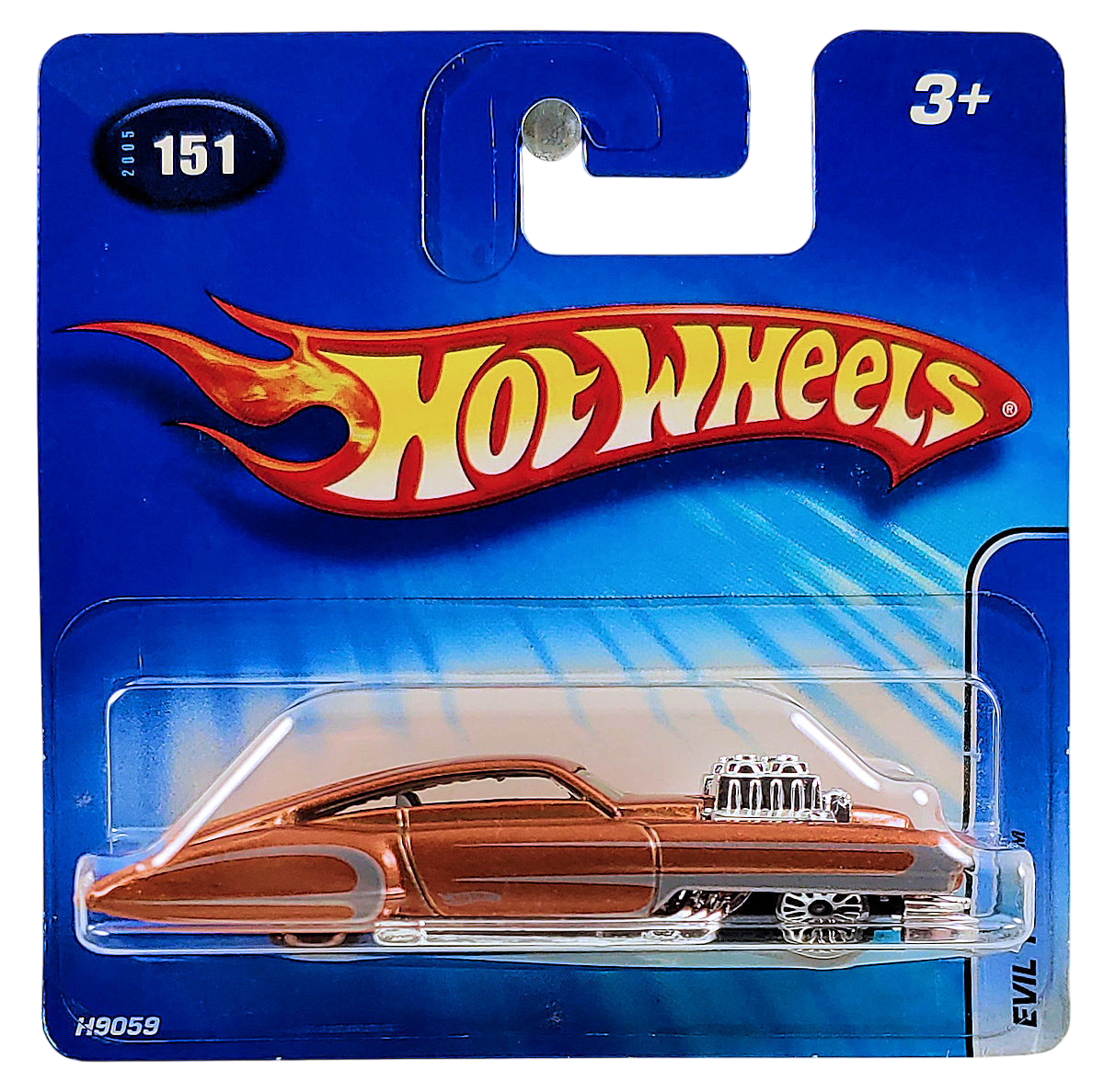 Hot Wheels 2005 - Collector # 151/183 - Evil Twin (Customized Cadillac) - Metalflake Copper - Lace Wheels - International '05 Short Card