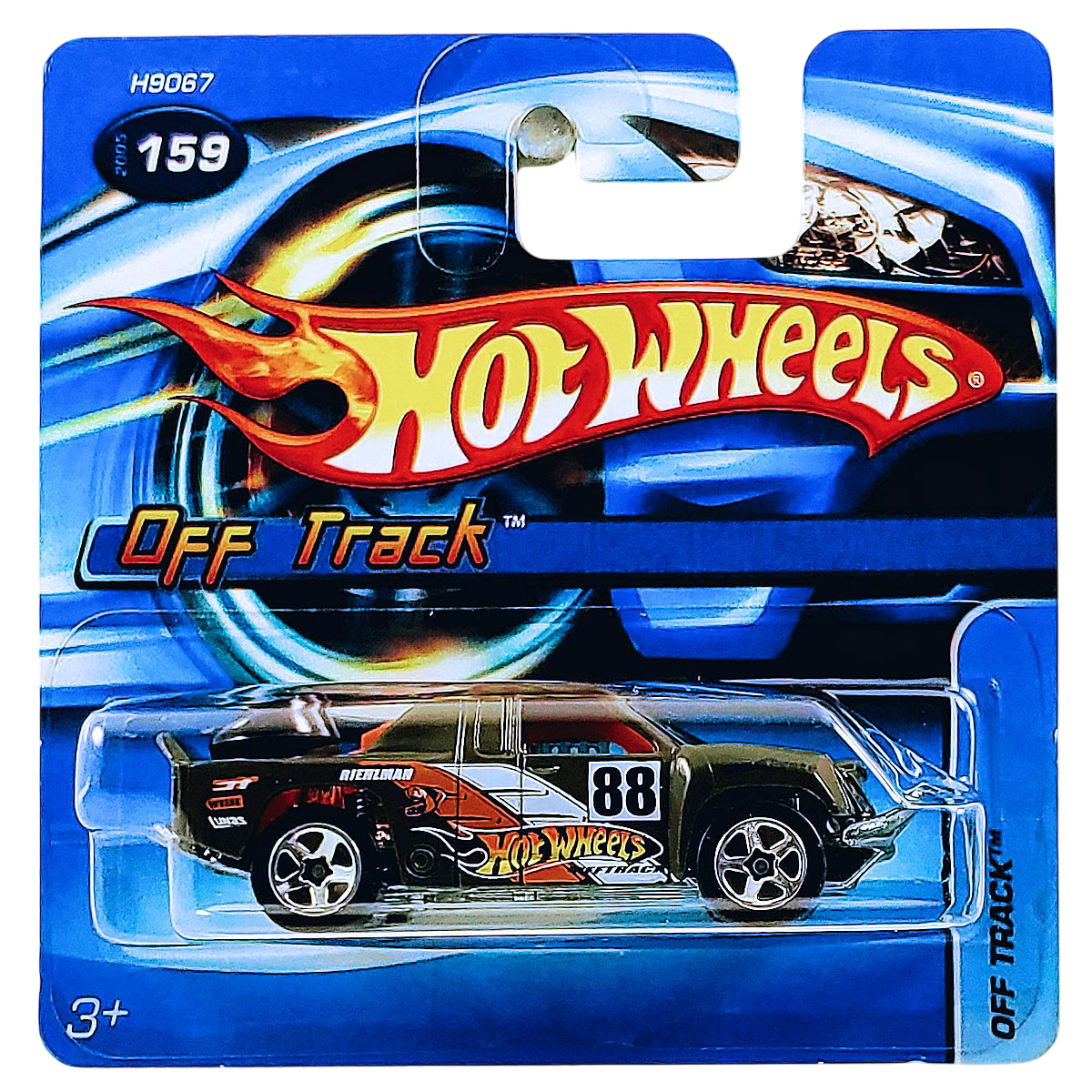 Hot Wheels 2005 - Collector # 159/183 - Off Track - Olive Green - 5 Spokes - NO 'Jerry' Tampo - '06 International Short Card