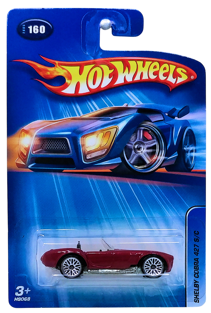 Hot Wheels 2005 - Collector # 160/183 - Shelby Cobra 427 S/C - Red / White Racing Stripes / #29 - Lace Wheels - Opening Hood - Metal/Metal - USA '05 Card