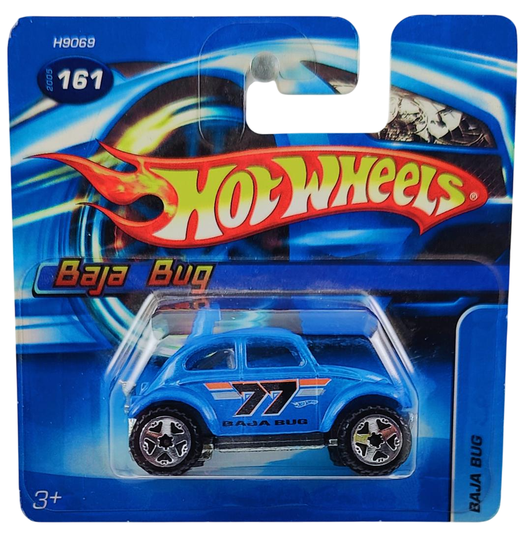 Hot Wheels 2005 - Collector # 161/183 - Baja Bug - Metalflake Blue / #77 / Gray Interior - Short Card '06