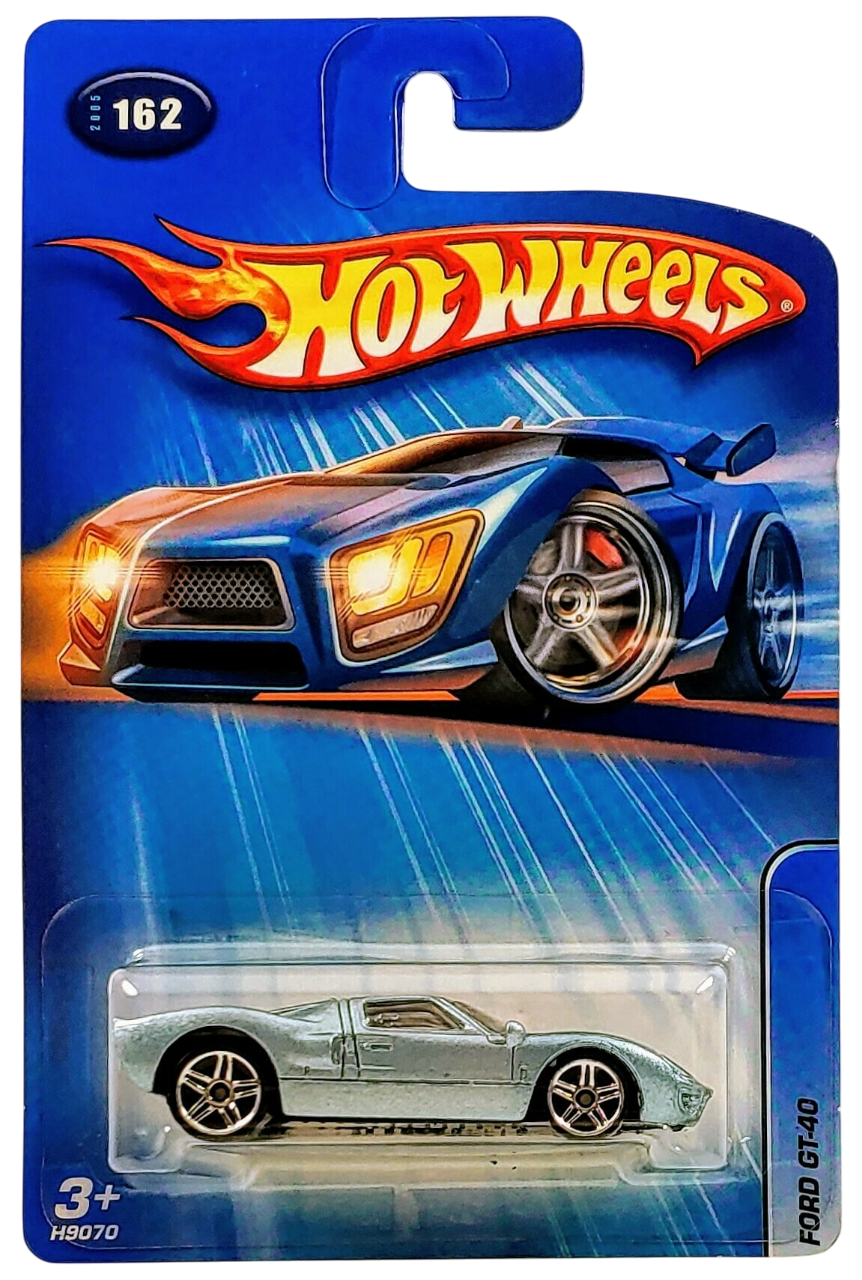 Hot Wheels 2005 - Collector # 162/183 - Ford GT-40 - Metallic Lite Blue / Orange Stripe / #32 - PR5 Wheels - USA '05 Card