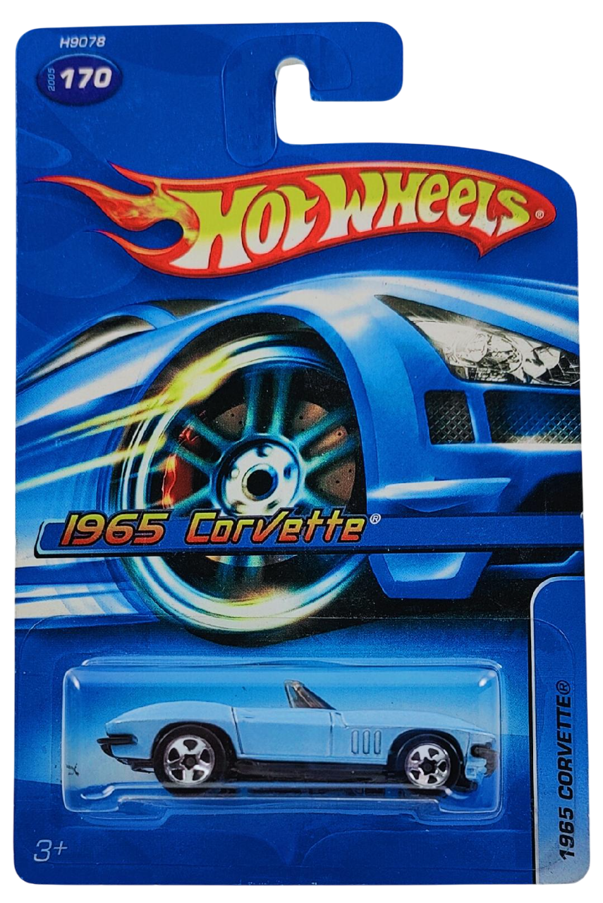Hot Wheels 2005 - Collector # 170/183 - 1965 Corvette - Metallic Light Blue - 5 Spoke Wheels - USA '06 Card