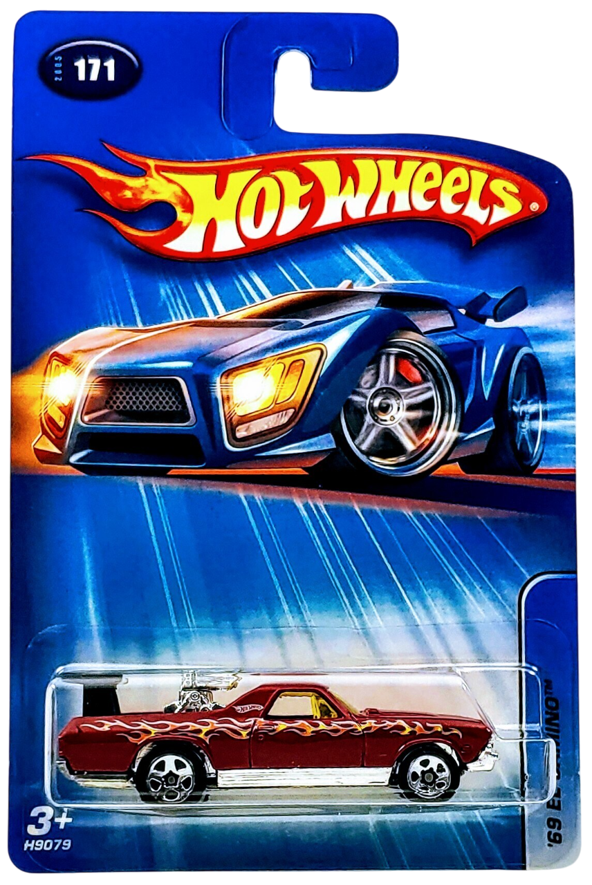 Hot Wheels 2005 - Collector # 171/183 - '69 El Camino - Red - 5 Spoke Wheels - USA '05 Card
