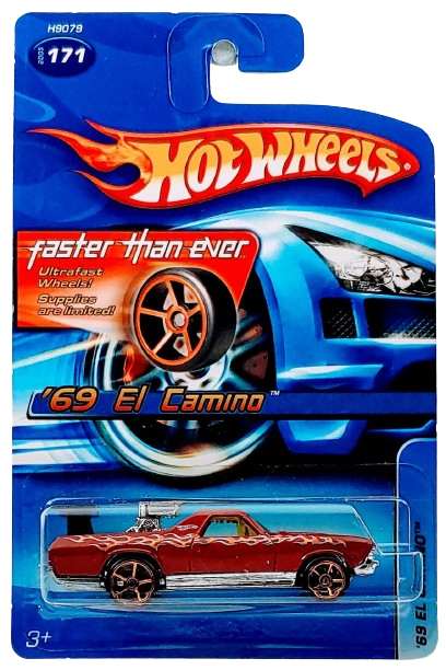 Hot Wheels 2005 - Collector # 171/183 - '69 El Camino - Red - Faster Than Ever Wheels - USA '06 Card