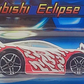 Hot Wheels 2005 - Collector # 174/183 - Mitsubishi Eclipse (Tooned) - White / Flames - PR5 Wheels - International Short '06 Card