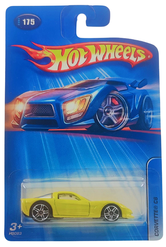 Hot Wheels 2005 - Collector # 175/183 - Corvette C6 - Yellow - PR5 Wheels - USA '05 Card