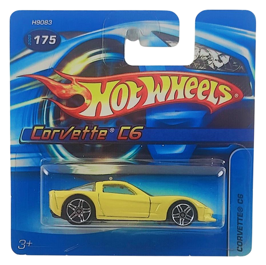 Hot Wheels 2005 - Collector # 175/183 - Corvette C6 - Yellow - PR5 Wheels - International Short '06 Card