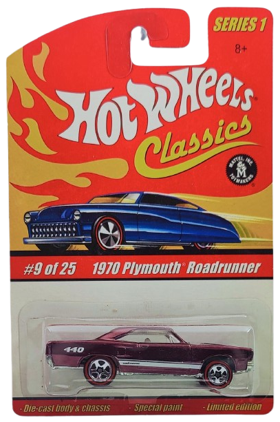 Hot Wheels 2005 - Classics Series 1 # 09/25 - 1970 Road Runner - Spectraflame Purple - 5 Spokes & Redlines - Metal/Metal - Special Paint - Limited Edition