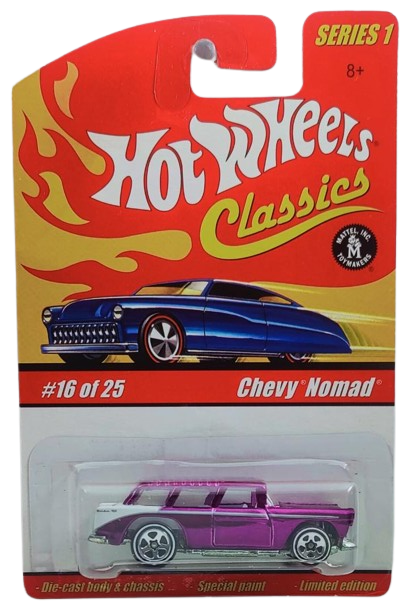 Hot Wheels 2005 - Classics Series 1 # 16/25 - Chevy Nomad - Spectraflame Purple - White Interior - 5 Spokes with White Walls - Metal/Metal - Special Paint - Limited Edtion