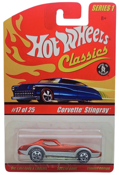 Hot Wheels 2005 - Classics Series 1 # 17/25 - Corvette Stingray - Spectraflame Orange - Clear Interior - 5 Spokes on Good Year - Metal/Metal - Special Paint - Limited Edition