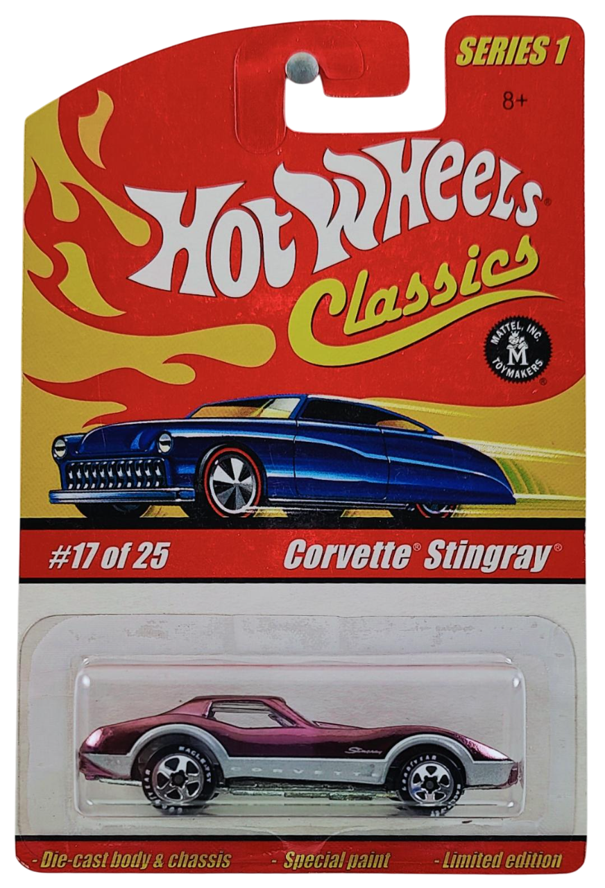 Hot Wheels 2005 - Classics Series 1 # 17/25 - Corvette Stingray - Spectraflame Purple - Clear Interior - 5 Spokes on Good Year - Metal/Metal - Special Paint - Limited Edition