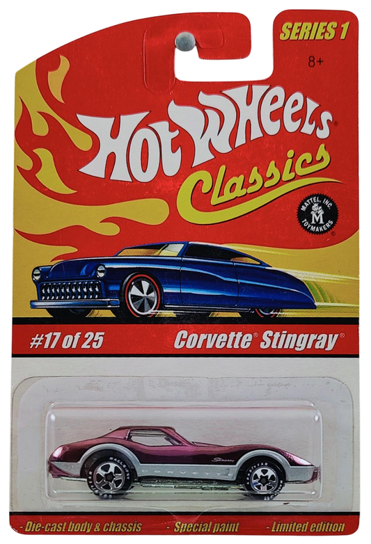 Hot Wheels 2005 - Classics Series 1 # 17/25 - Corvette Stingray - Spectraflame Purple - Clear Interior - 5 Spokes on Good Year - Metal/Metal - Special Paint - Limited Edition