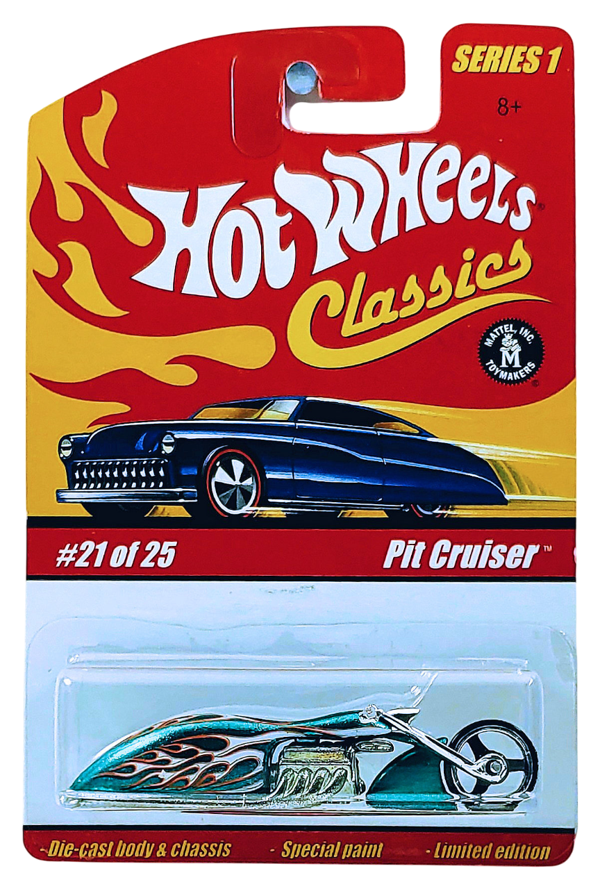 Hot Wheels 2005 - Classics Series 1 # 21/25 - Pit Cruiser - Spectraflame Aqua / Flames - Metal/Metal - Limited Edition