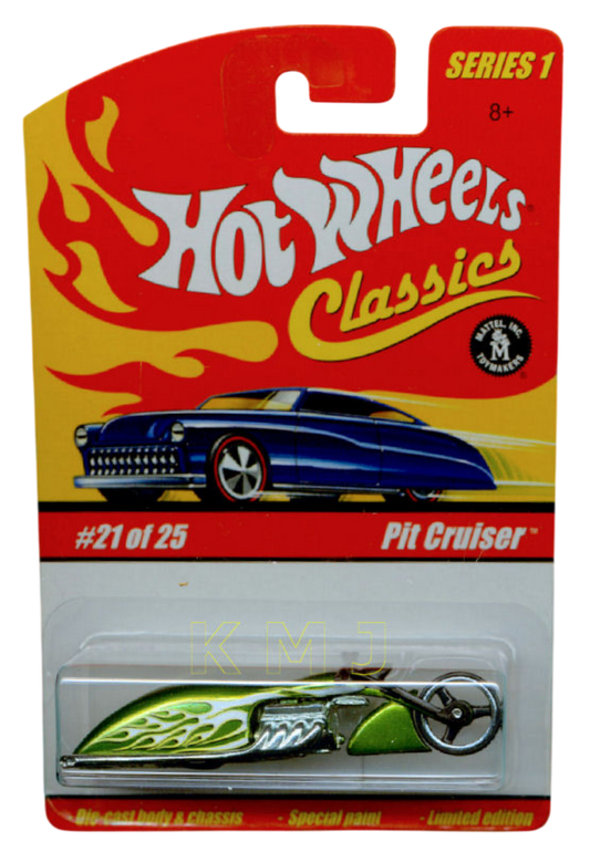 Hot Wheels 2005 - Classics Series 1 # 21/25 - Pit Cruiser - Spectraflame Olive Green / Flames - Metal/Metal - Limited Edition