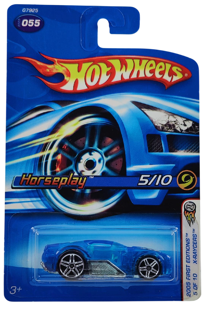 Hot Wheels 2005 - Collector # 055/183 - First Editions / X-Raycers 5/10 - Horseplay - Transparent Blue - PR5 Wheels - USA '06 Card