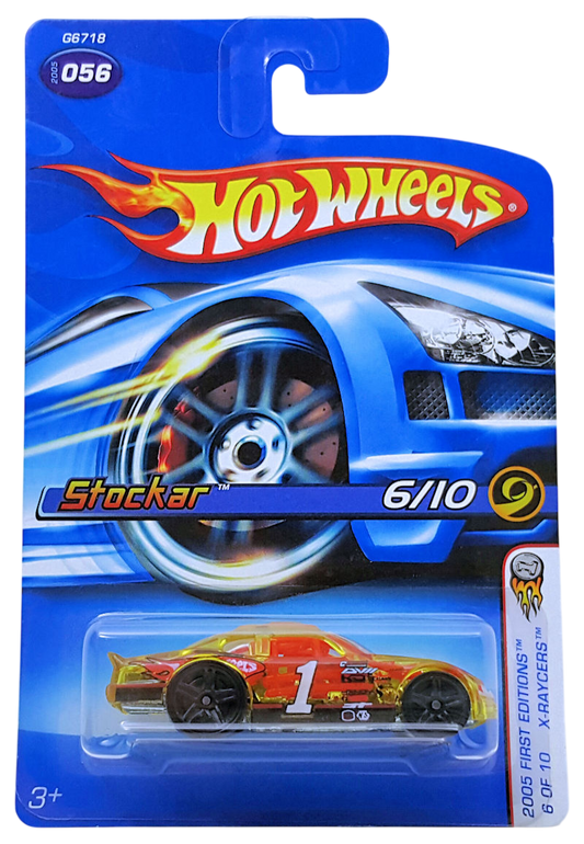 Hot Wheels 2005 - Collector # 056/183 - First Editions / X-Raycers 6/10 - Stockar - Transparent Yellow - Black PR5 Wheels - USA '06 Card