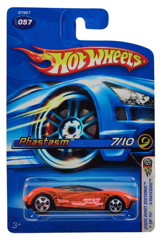 Hot Wheels 2005 - Collector # 057/223 - First Editions / X-Raycers 7/10 - Phastasm - Transparent Orange - 5 Spokes - USA '05 Card